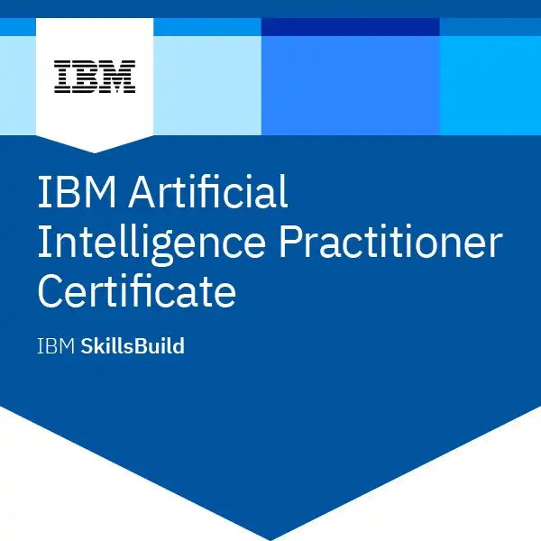 Odznaka certyfikatu IBM Artificial Intelligence Practitioner